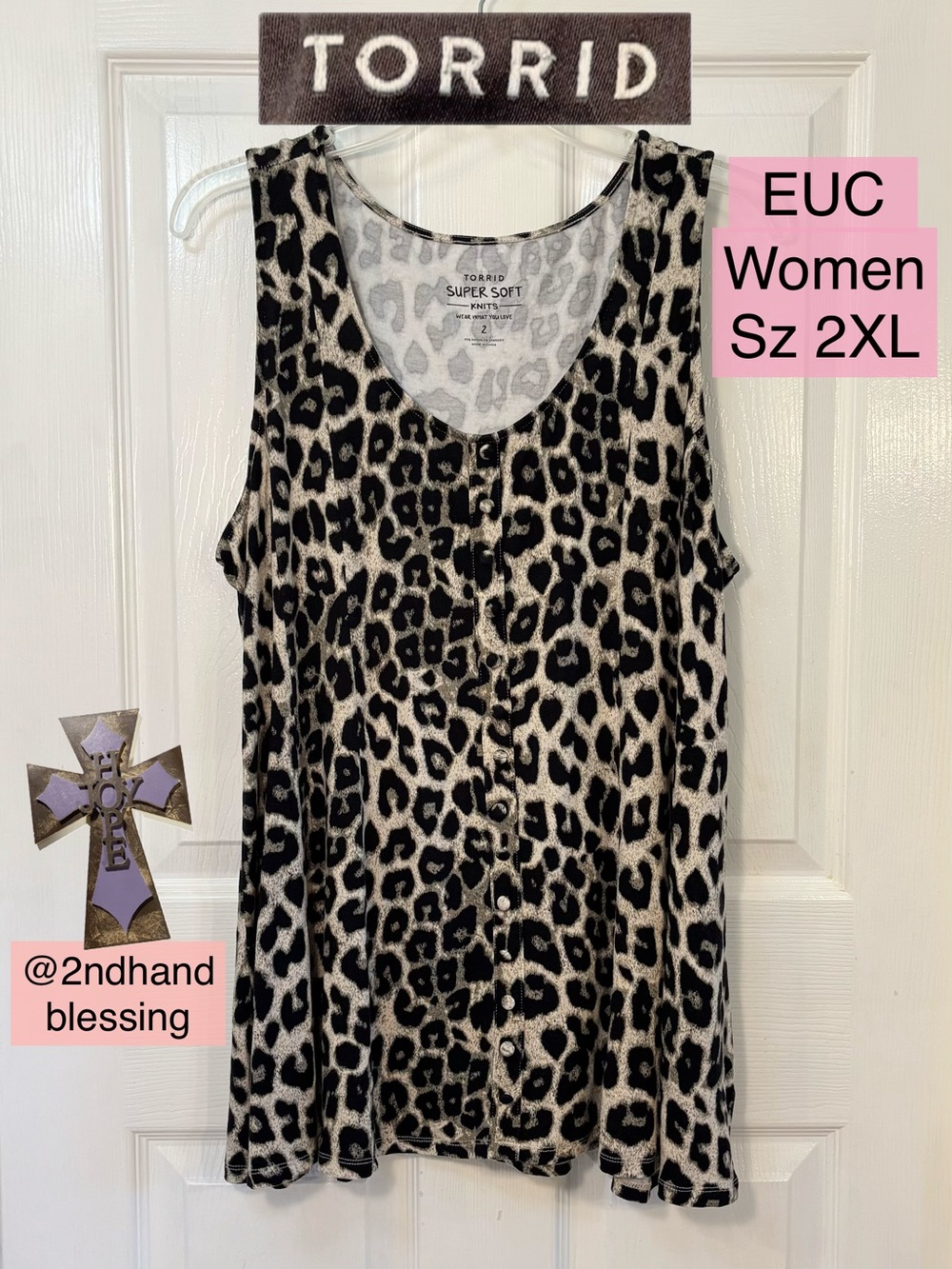 EUC Torrid Super Soft Knits Leopard Print Tank Top Women Sz 2(2X), Swing Top